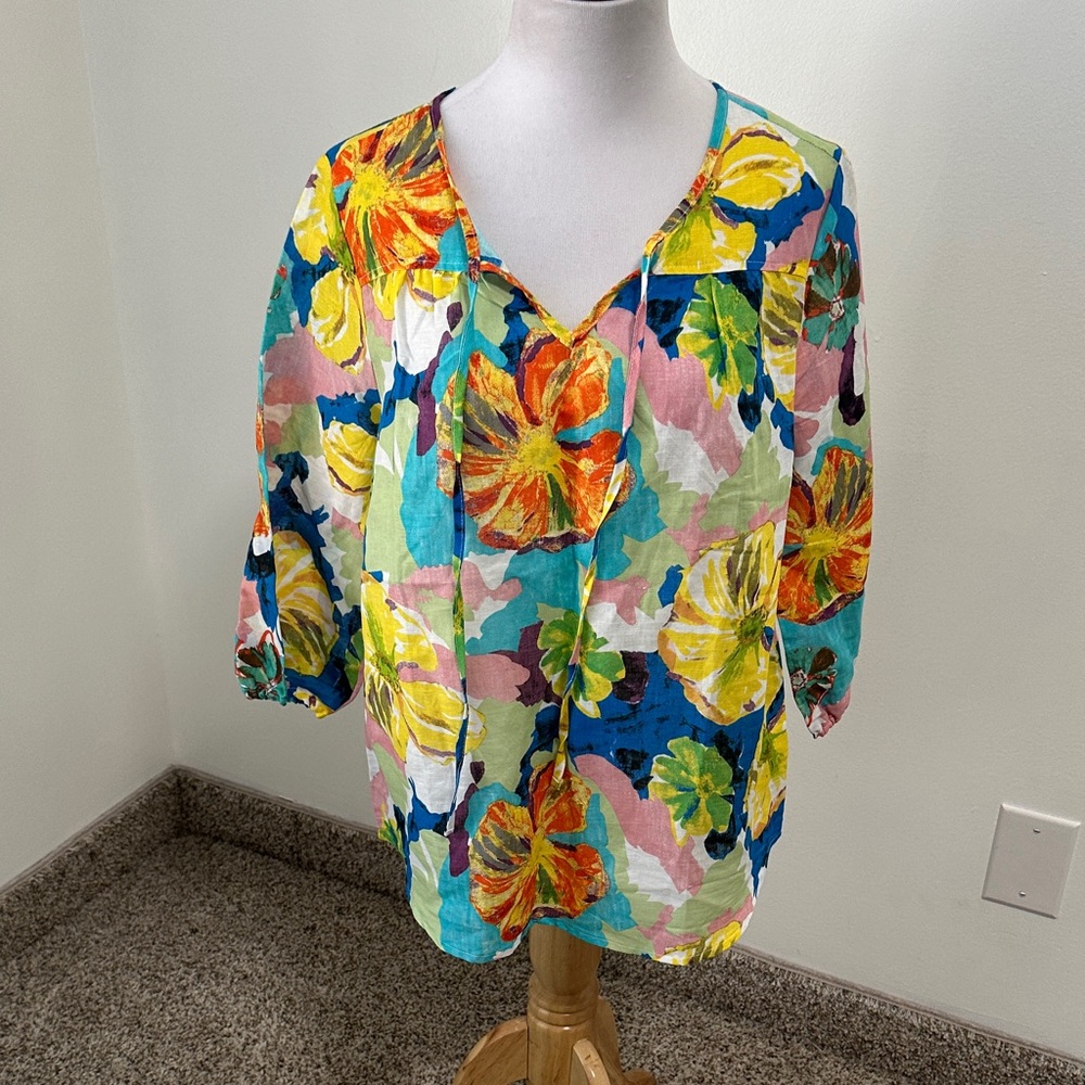 🌴 NWT Hester & Orchard Linen Blend Blouse